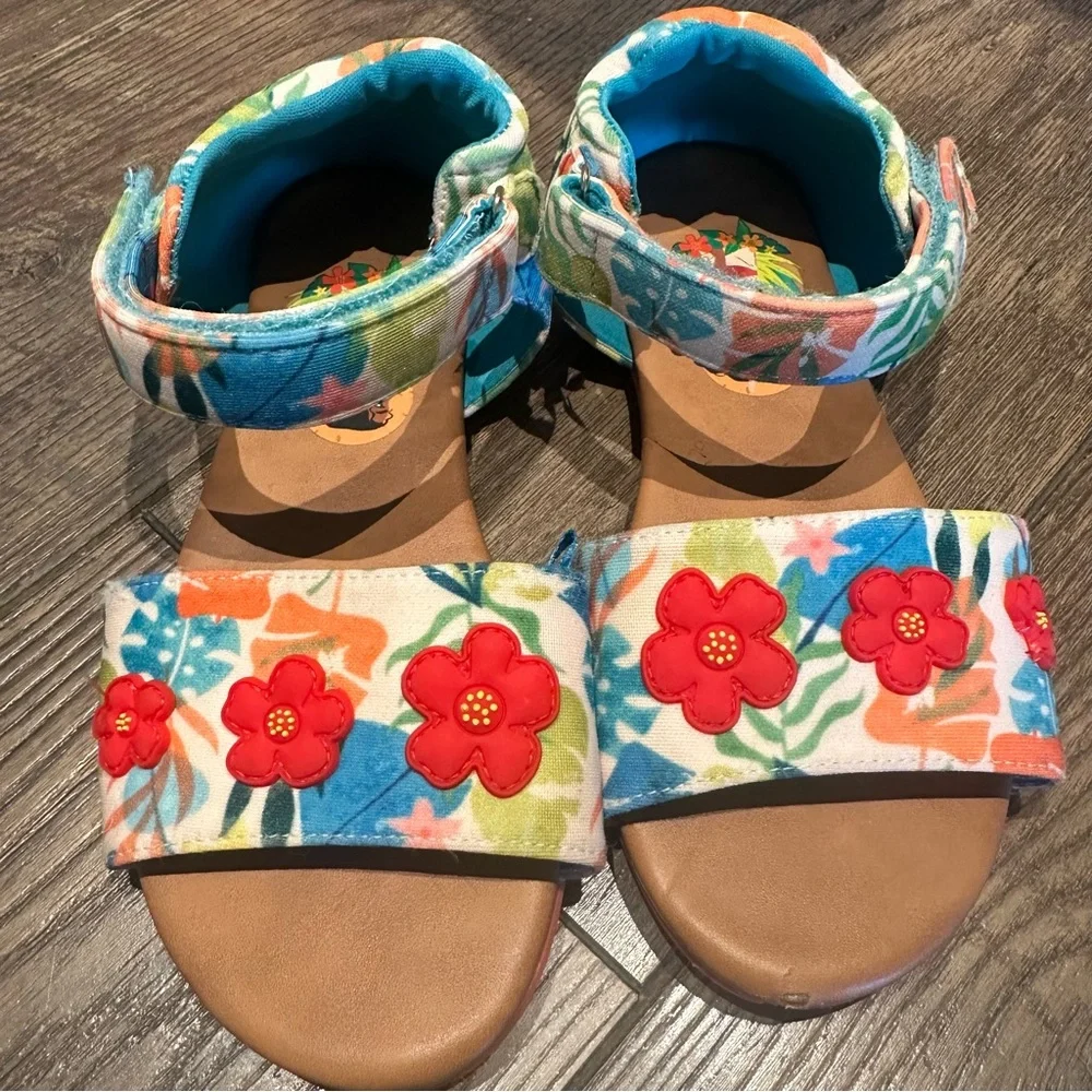 Disney Girls Moana‎ Strappy Floral Sandals Size 2/3